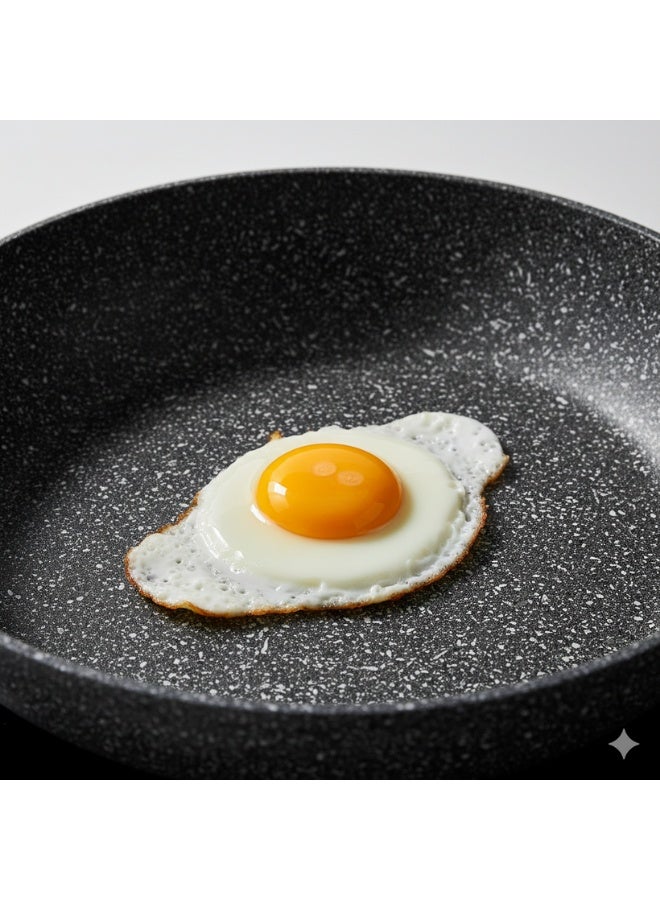 مقلاة ووك جرانيت متطورة غير لاصقة 32 سم مقاس كبير مثالية للطهي الصحي والوجبات العائلية مع غطاء زجاجي حراري ومقبض مريح مقاوم للحرارة وأداة طهي خشبية لحماية الطبقة غير اللاصقة وتوزيع حراري متساوي لجميع أنواع المواقد: الغاز، الكهرباء، الهالوجين، مصممة للقلي السريع والتحمير والطهي مع أقل كمية زيت وسهولة تنظيف فائقة - Image 4